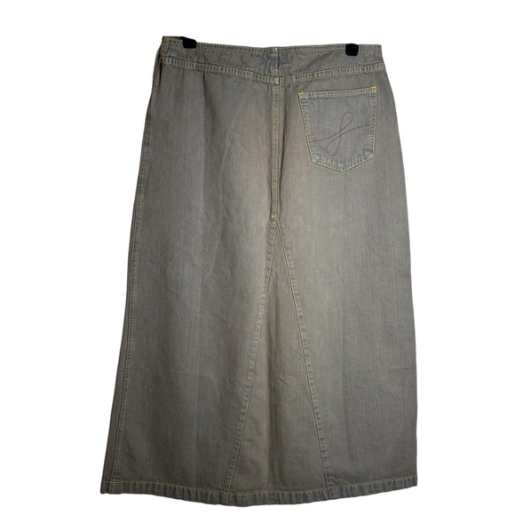 Urban Outfitters Renewal Remade Overdyed Denim Maxi Skirt Brown/Green Size 14 - Picture 4 of 5
